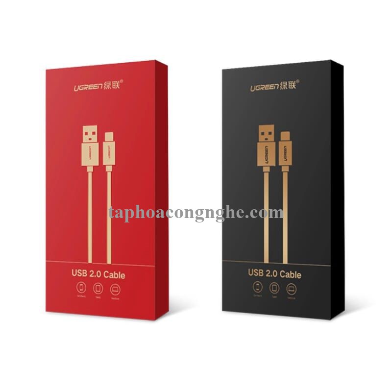 Ugreen 40456 0.5M màu Đỏ Cáp sạc truyền dữ liệu USB 2.0 sang MICRO USB dây bọc lưới US246 30040456